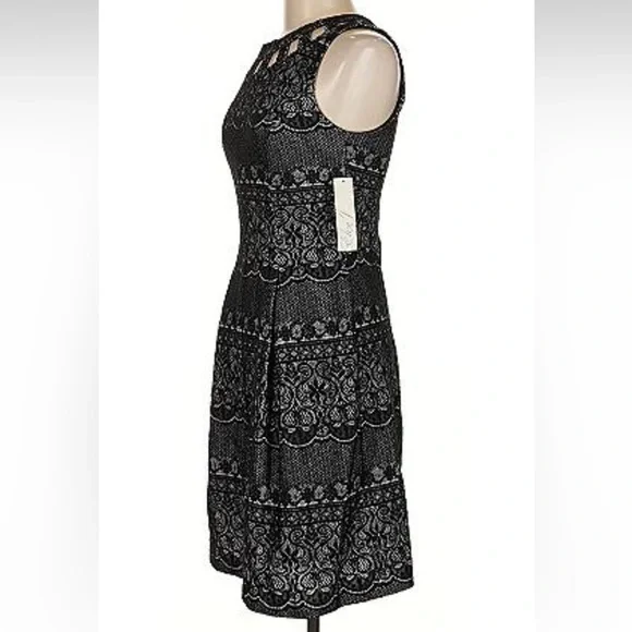 NWT Eliza J Black and White Lace Midi Dress - Picture 3 of 4